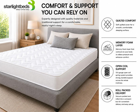 Starlight Beds White Chevron Single Hybrid Mattress