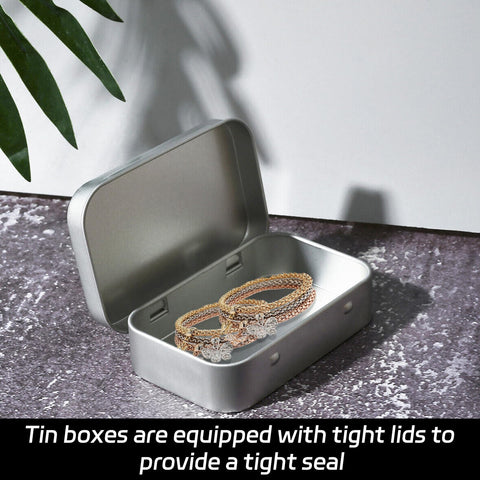 Gaaines 2 Pcs Rectangular Small Tin Boxes, for Key Coin Organizer(Silver)