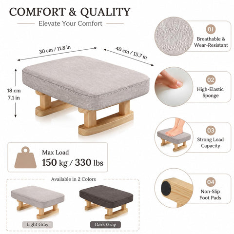 Lighterday Foot Stool,Pouffe Footstool with Cushion,Ottoman Stool with Removable Footstool Cover,Poofy Foot Rest for Leg Rest in Living Room Bedroom