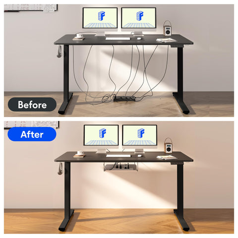 FLEXISPOT 140 x 60 cm Electric Standing Desk, Sit Stand Table Height Adjustable Desk with Backpack Hook and Memory Smart Pannel