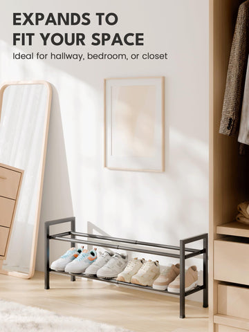 Bumusty 2 Tier Expandable Shoe Rack, Black
