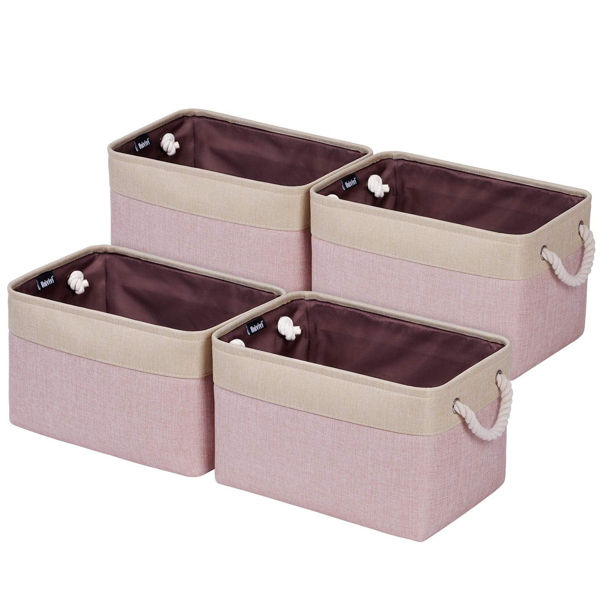 Univivi Foldable Storage Basket 15in Rectangle Storage Bins Pink, Set of 4