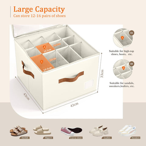 SYEXDZON Shoe Organiser, Foldable Shoe Storage Box for Closet