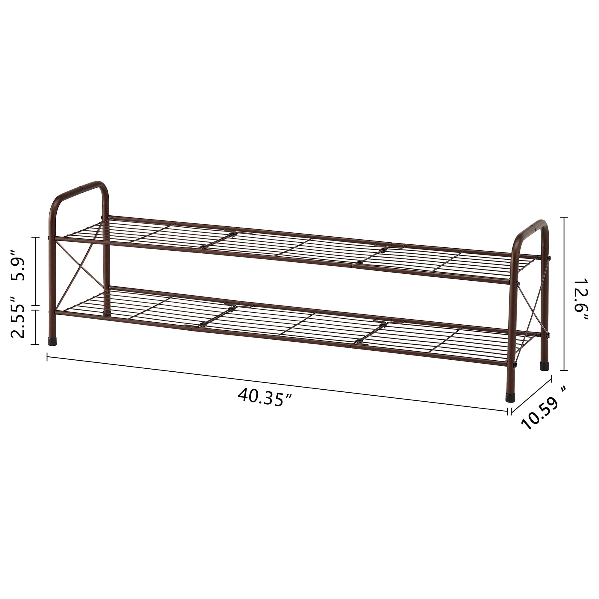 Hoctieon 2 Tier Shoe Rack for Closet, Durable Mesh Style Shoe Rack, Entryway Shoe Shelf, Shoe Storage Organizer for Hallway, Bedroom, Living Room