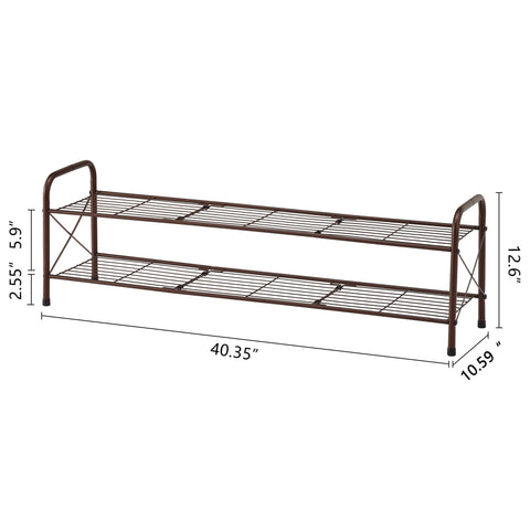 Hoctieon 2 Tier Shoe Rack for Closet, Durable Mesh Style Shoe Rack, Entryway Shoe Shelf, Shoe Storage Organizer for Hallway, Bedroom, Living Room
