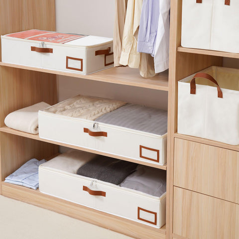 Yawinhe 48L Under Bed Storage Containers,1 Pack Closet Organizers,Beige