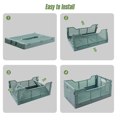 Vivikivi 2-Pack Collapsible Crates Storage Boxes, 40x30x15.5cm, Grey