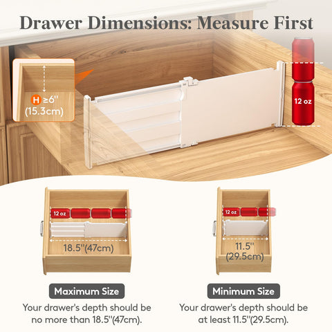 Lifewit 6 Pack 6" High Drawer Dividers 30-47cm/11.5-18.5" Adjustable Drawer Dividers for Clothes, Expandable Kitchen Drawer Dividers Organisers