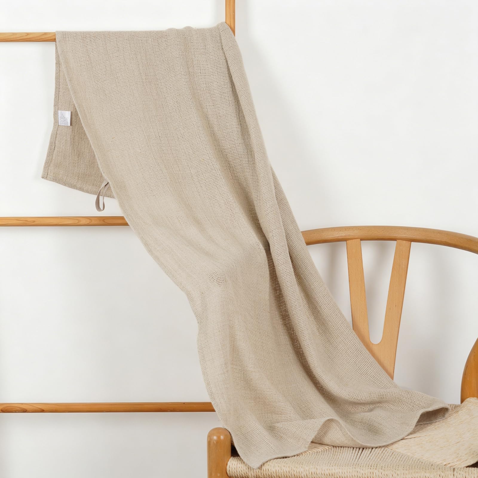 HSOFTIFY 100% Pure Linen Bath Towel with Hanging Loop for Bathroom, Linen