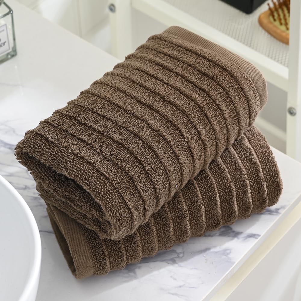 sense gnosis Super Soft Luxury Hand Towel Stereoscopic Ladder Striped Design 100% Cotton Absorbent Decorative hand Towel for Bathroom 13 x 29 Inch