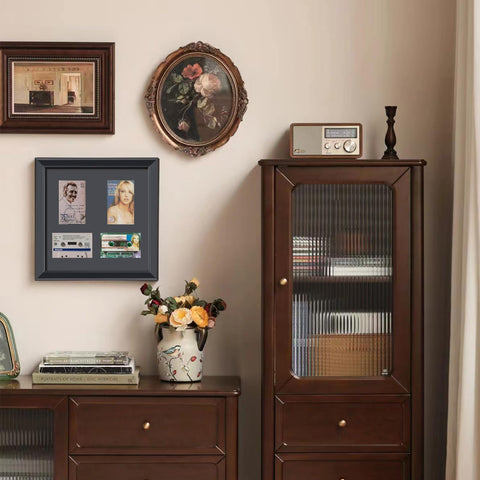 Cassette Tape Storage Shadow Box Display Cabinet,Cassette Storage Display Frame,Cassette Tape Case Display Frame with EVA Foam Lining,Retro Music