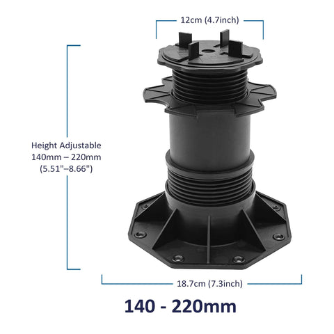 Nicoman Adjustable Tile & Paver Support Pedestal – Height Adjustable, Black Heavy-Duty Plastic, Paving Leveling & Drainage System