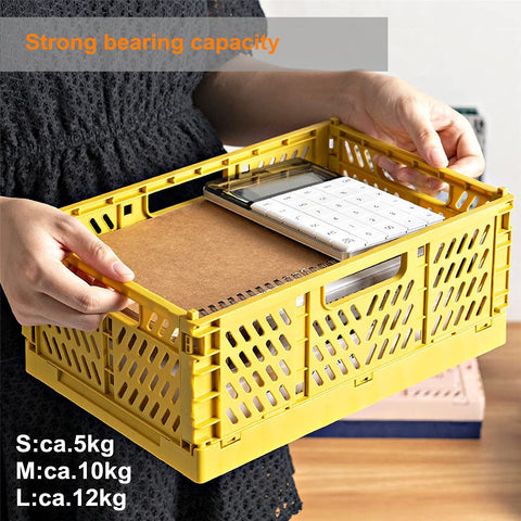 Spesh 2 Pcs Collapsible Storage Boxes Stackable Storage Baskets Folding Plastic Crates Foldable Crate Bins with Handles for