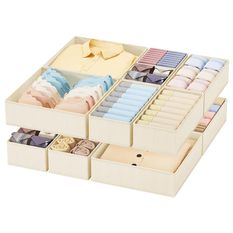 Homsorout Drawer Organisers Foldable Drawer Dividers - 10 Pack Fabric Clothes Wardrobe Storage Boxes Drawer Dividers Cubes for Dresser, Socks