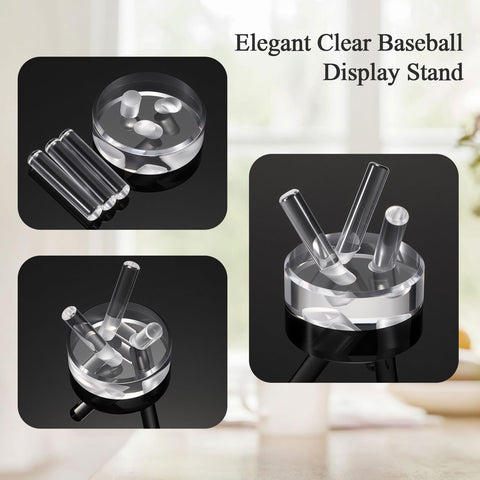 OLegei 1Pcs Mini Acrylic Tripod Stand, Baseball Display Holder for Tennis, Golf, Cricket, Crystal Sphere Geode Rock Clearly Display Base