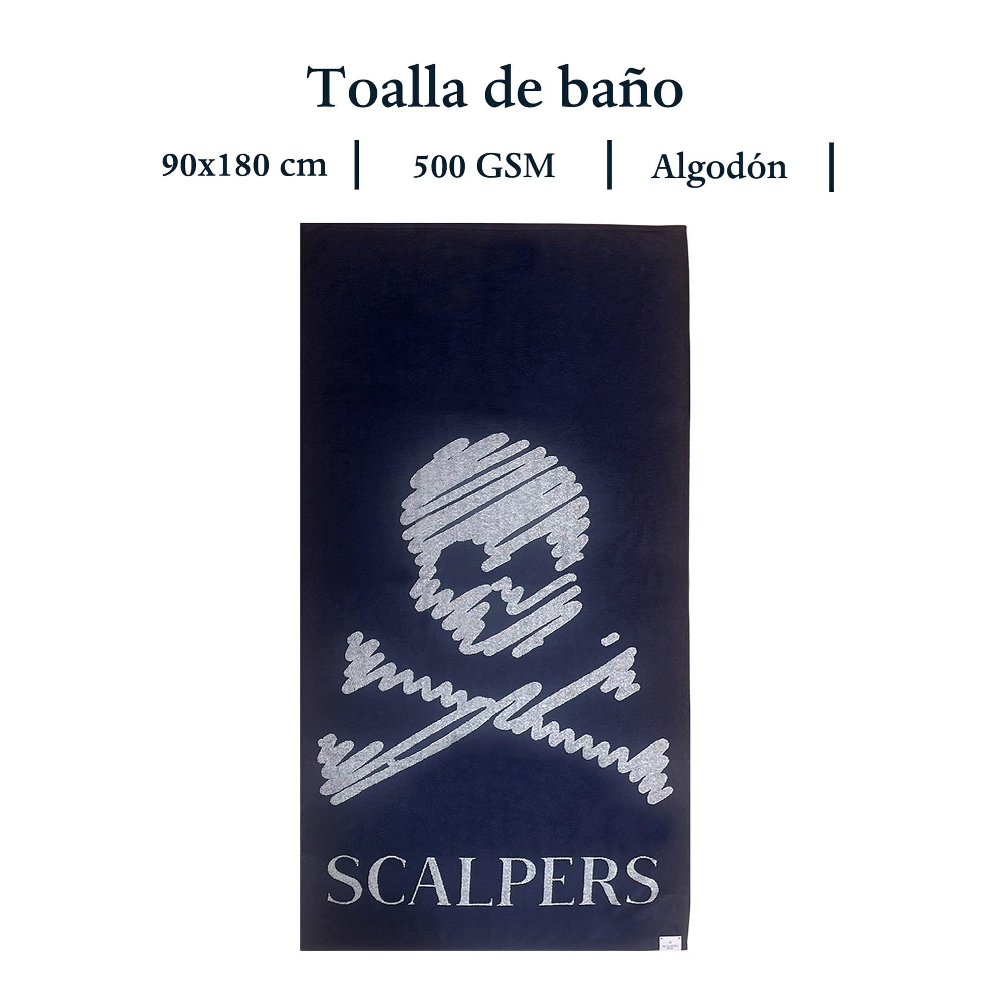 Scalpers Towel 90x180 cm 100% Cotton 500GSM Navy Blue with Logo Home