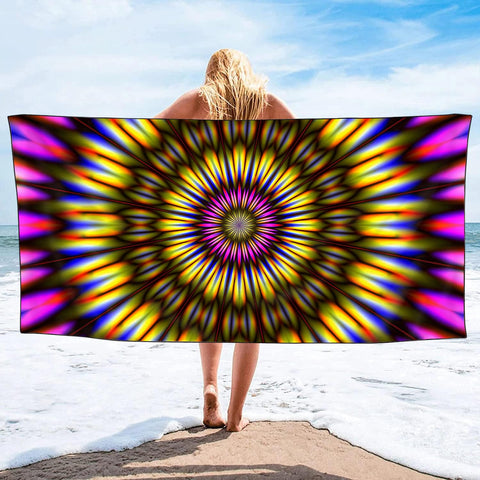 YISUMEI Radiant Tie-Dye Beach Towels for Adults Extra Large 180x90cm, Microfibre Quick Dry Towel for Travel Swimming Camping Sports