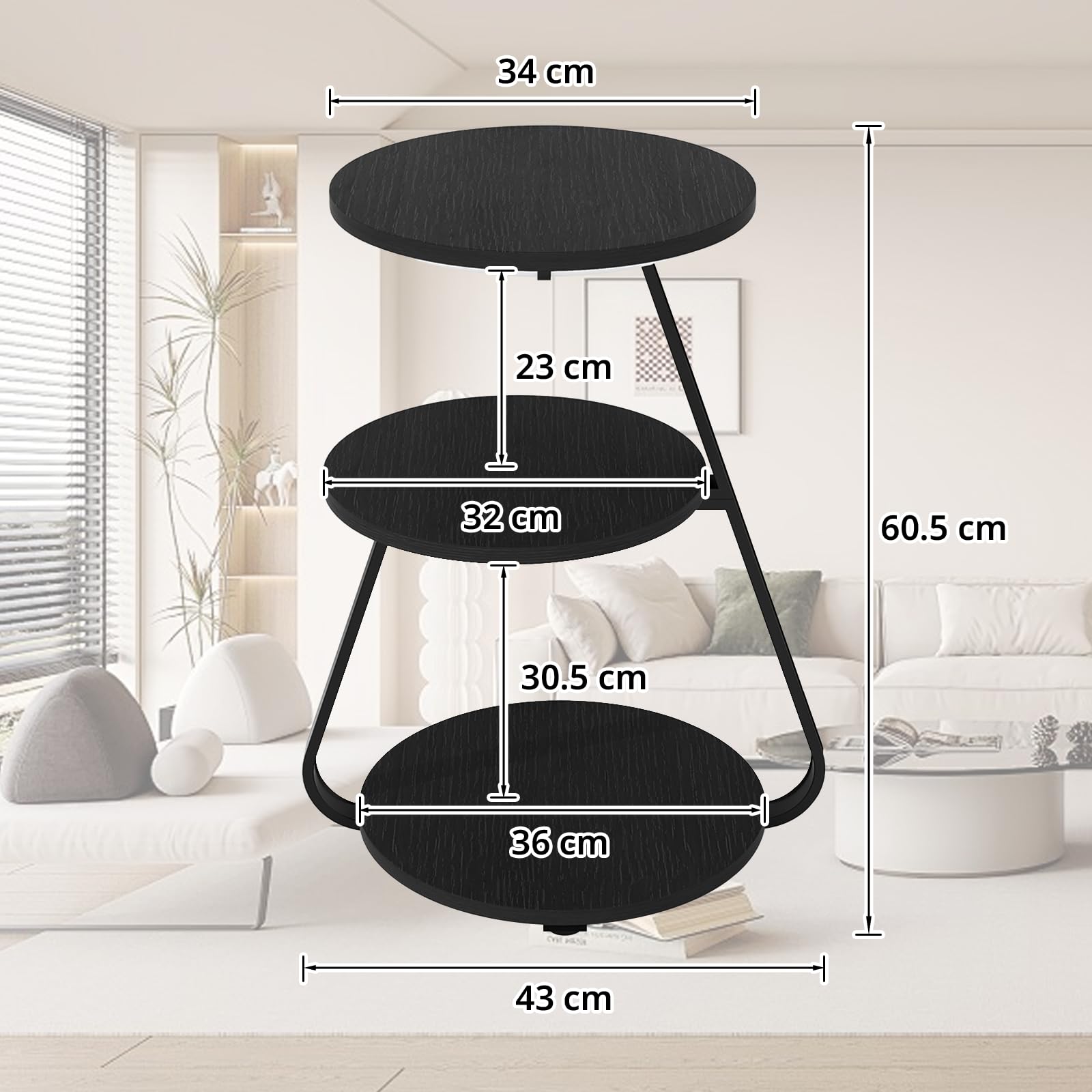 ARTETHYS Side Table, Small Round Coffee Table, Black