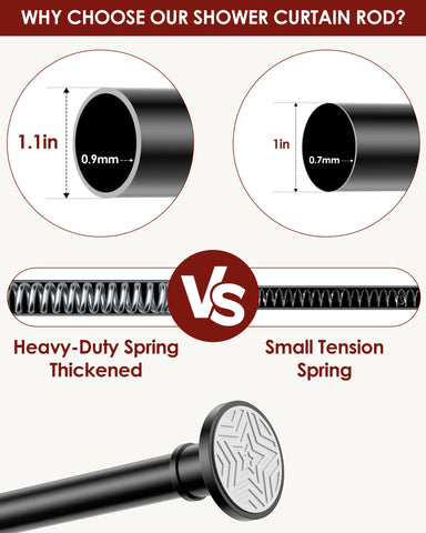 Shower Curtain Pole, Extendable No-Drill Tension Rod, Shower Pole & Curtain Set - Telescopic Shower Rail, 76-278cm, Rustproof Non-Slip