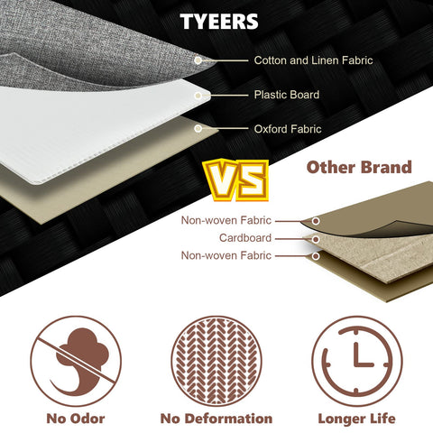 TYEERS Extra Large Storage Box with Lids and Compartments, Collapsible, Washable, Fabric Box with Lid for Clothes, Wardrobe Storage, 55x33x30 cm