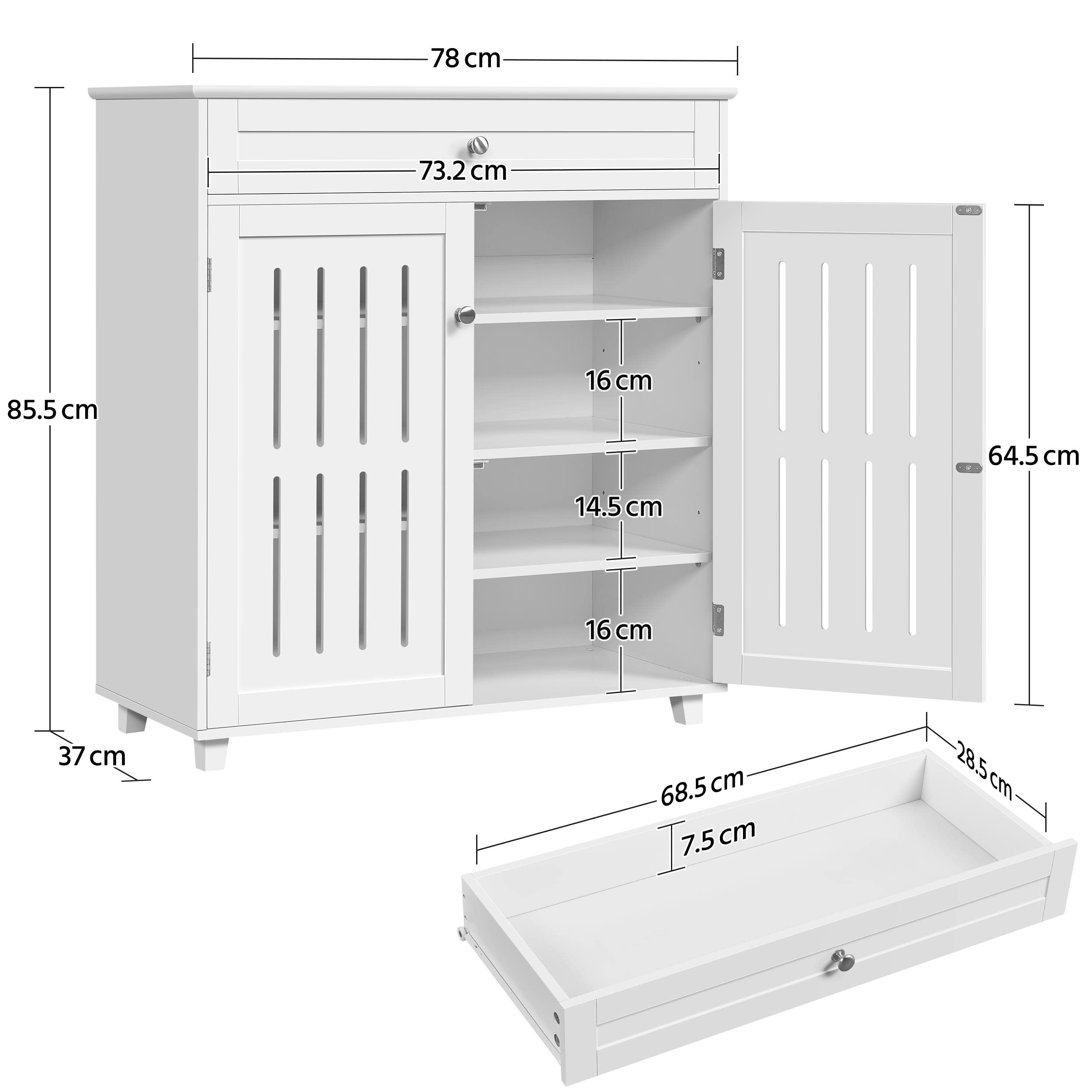 Yaheetech Shoe Cabinet 4-Tier Shoe Storage Organizer with Drawer, White