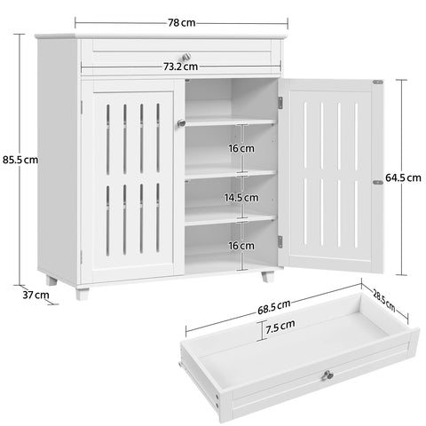 Yaheetech Shoe Cabinet 4-Tier Shoe Storage Organizer with Drawer, White