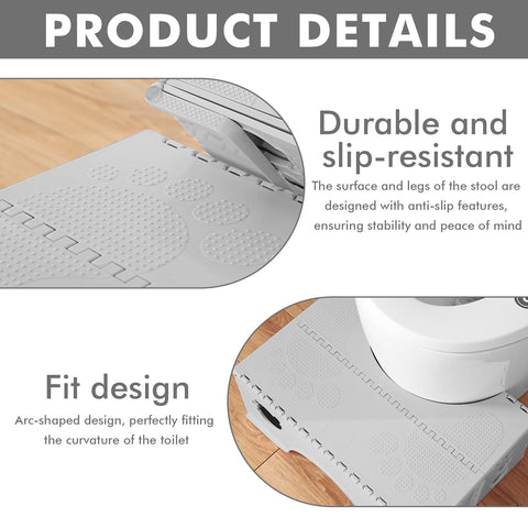 PRITOK Foldable Toilet Squat Stool: Foldable Plastic Toilet Stool for Bathroom, Non-Slip Step for Healthy Squatting Posture