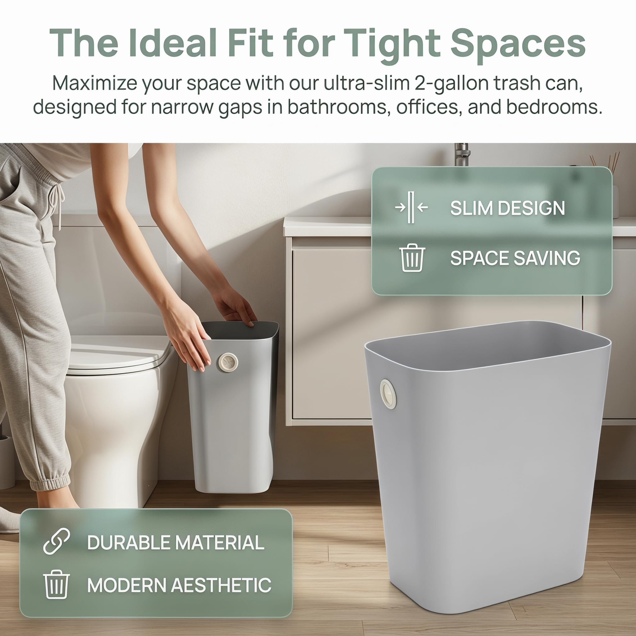 Jucoan 4 Pack Small Plastic Trash Can, Rectangular Slim Narrow Wastebasket