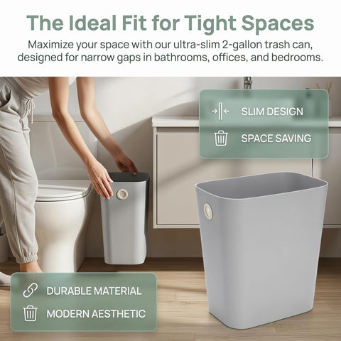 Jucoan 4 Pack Small Plastic Trash Can, Rectangular Slim Narrow Wastebasket