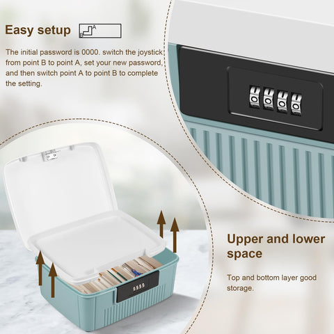 Dandelionsky Lockable Box Large Medicine Box with Combination Lock, 25×20×10cm Fridge Box with Built in Removable Tray