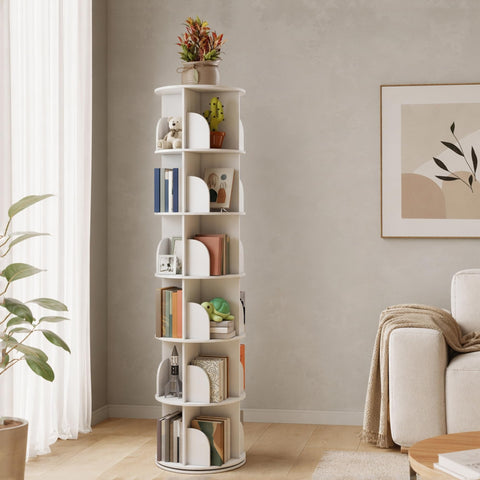 tonchean 6-Tier Rotating Bookcase, Large Standing Shelf, Rotating Shelf, 190 cm