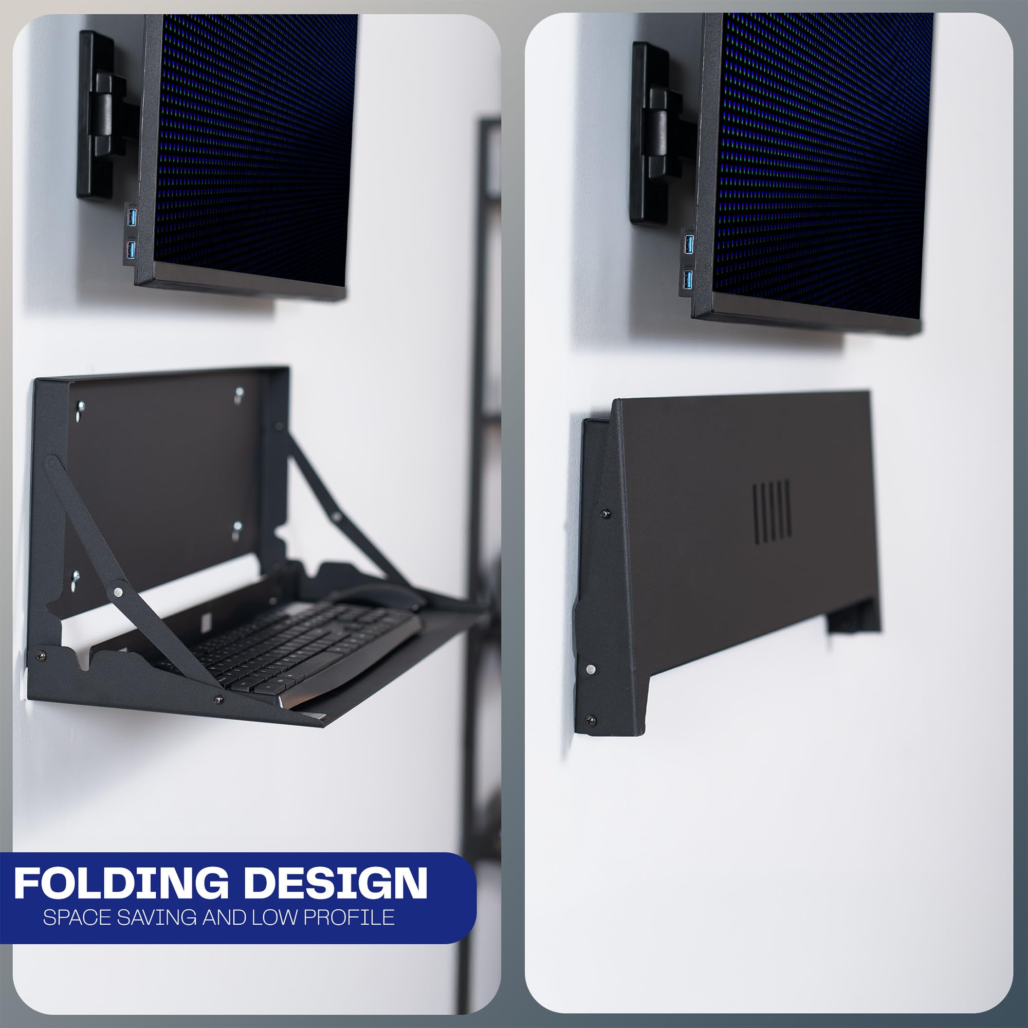 VIVO Black Flip Down 24 Inch Keyboard Tray Wall Mount, Mount-FDKB1