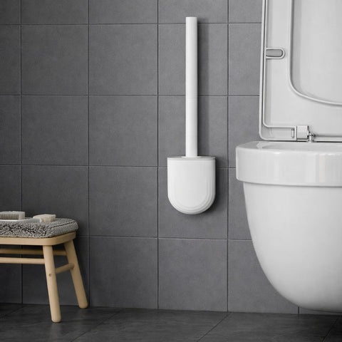 CasaLine Silicone Toilet Brush and Holder – Wall Mounted Flat Silicone Toilet Brush, Hygienic Drip-Free Toilet Brush Holder for Modern Bathrooms