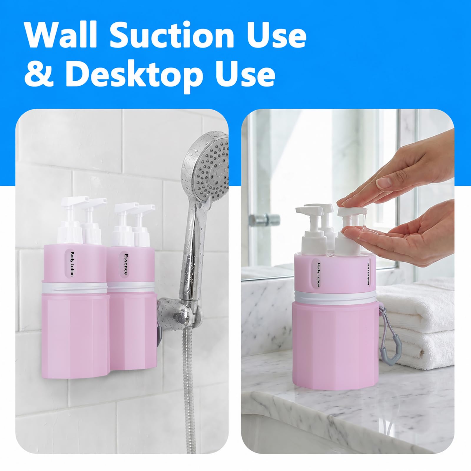 Yotako 4 in 1 Travel Dispenser with Suction Cup, TSA Leak Proof Silicone