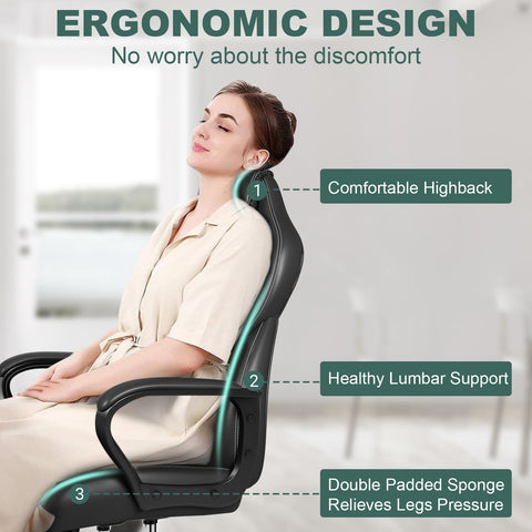 BASETBL Office Chair, PU leather Ergonomic Computer Desk Chair, Grey