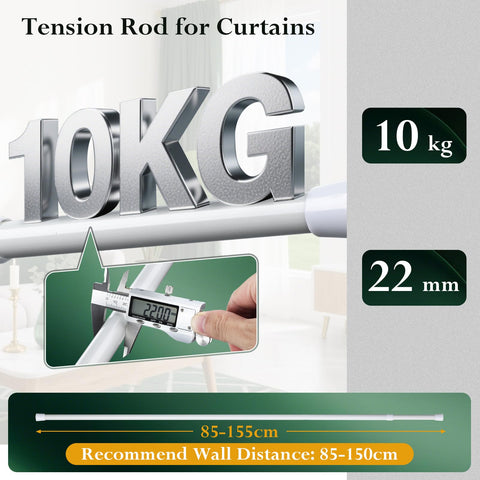Extendable Curtain Pole Telescopic Curtain Rod Tension Pole,Length 85-150cm