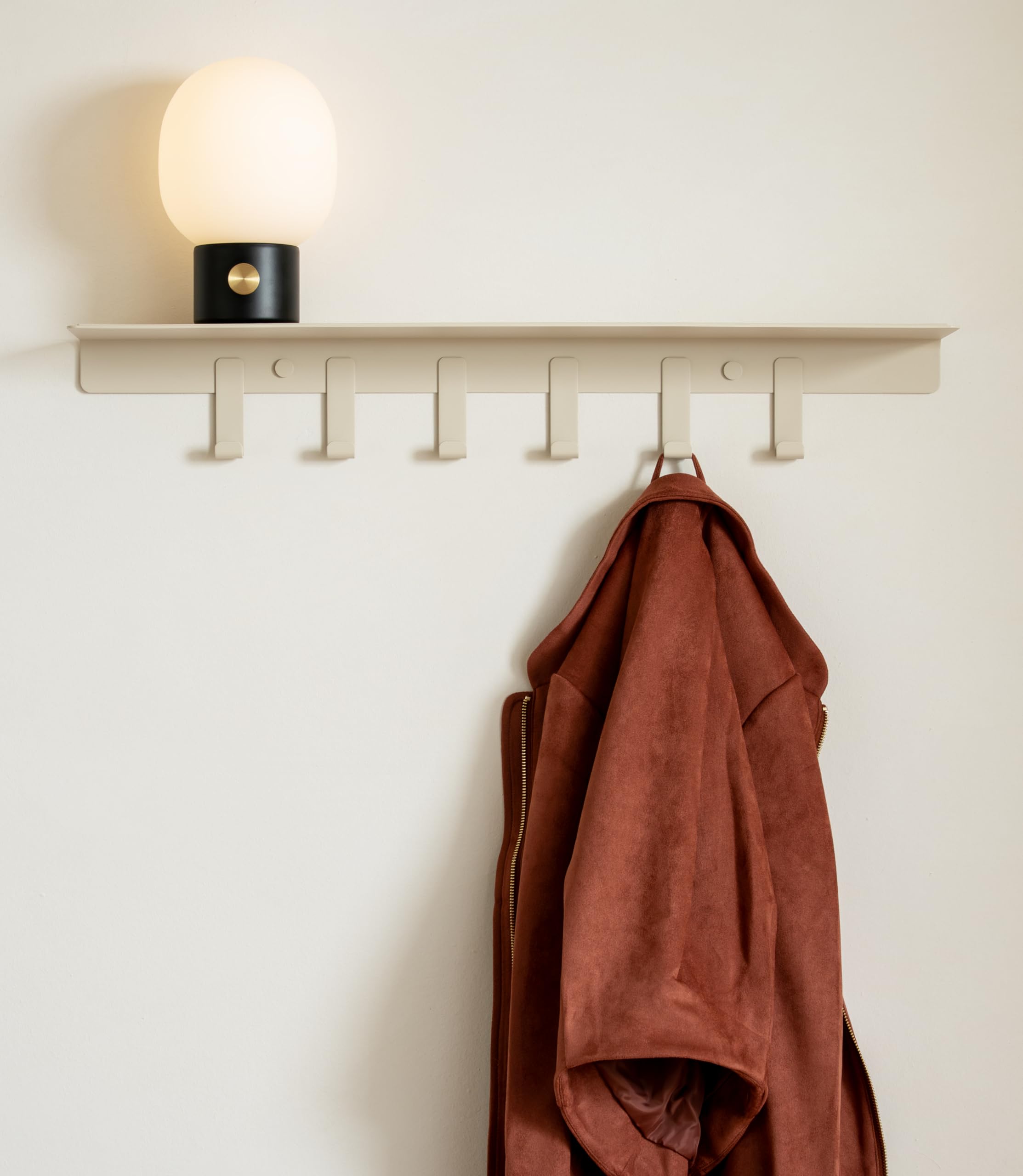 Kazai. Wall Mounted Coat Rack with Shelf 'Holmsen' | Modern Coat Hooks Wall Mounted | Hanger with Storage Shelf | Metal Hook Rack for Hallway