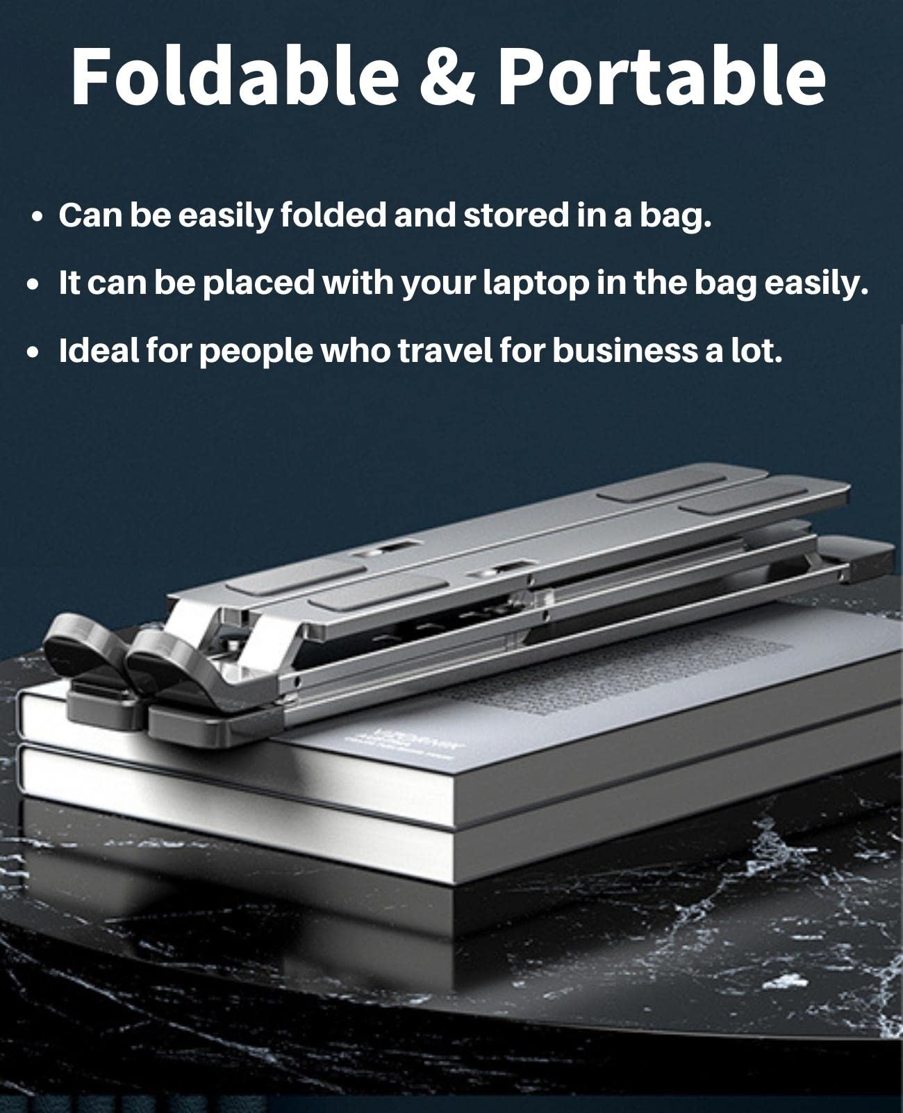 VVGAOGES Laptop Stand, Aluminium Height-Adjustable Ventilated Notebook Stand, Foldable Portable Laptop Stand Holder All 10-15.6 Inch Laptops
