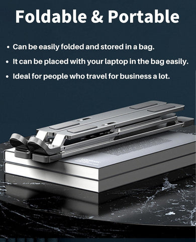 VVGAOGES Laptop Stand, Aluminium Height-Adjustable Ventilated Notebook Stand, Foldable Portable Laptop Stand Holder All 10-15.6 Inch Laptops