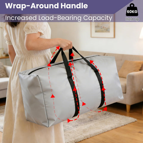 100L Large Moving Bags 6 Pack, Foldable Storage Bags for Loft, Bedding, Clothes & Toys, Heavy Duty Packing Bags with Handles