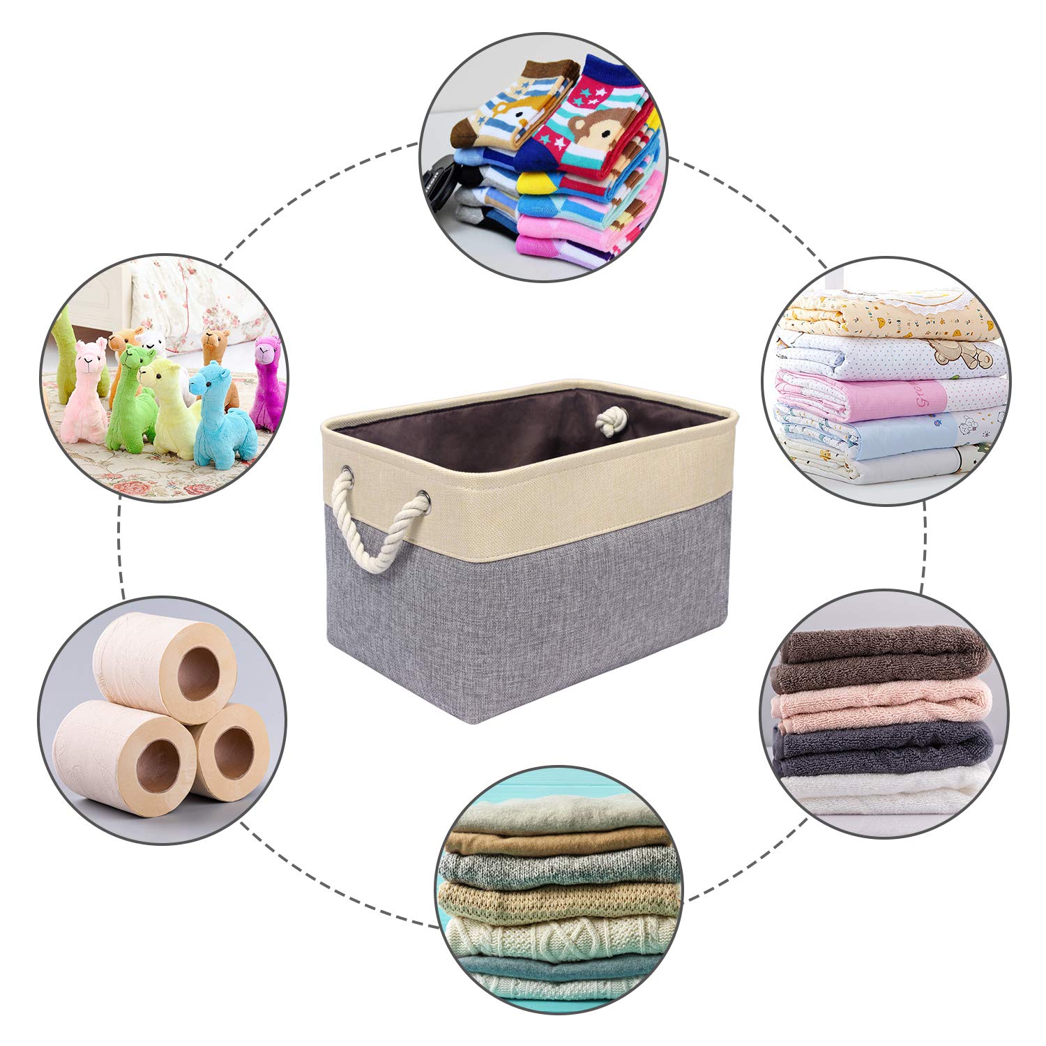 Univivi Large Storage Baskets 15in Fabric Storage Boxes Grey, Set of 4