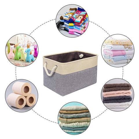 Univivi Large Storage Baskets 15in Fabric Storage Boxes Grey, Set of 4