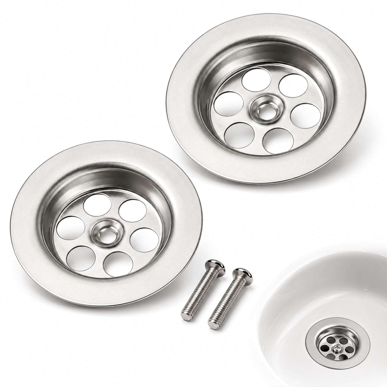 2 Pack 70mm Screw-In Sink Strainer Waste Baskets for Kitchen & Bathroom