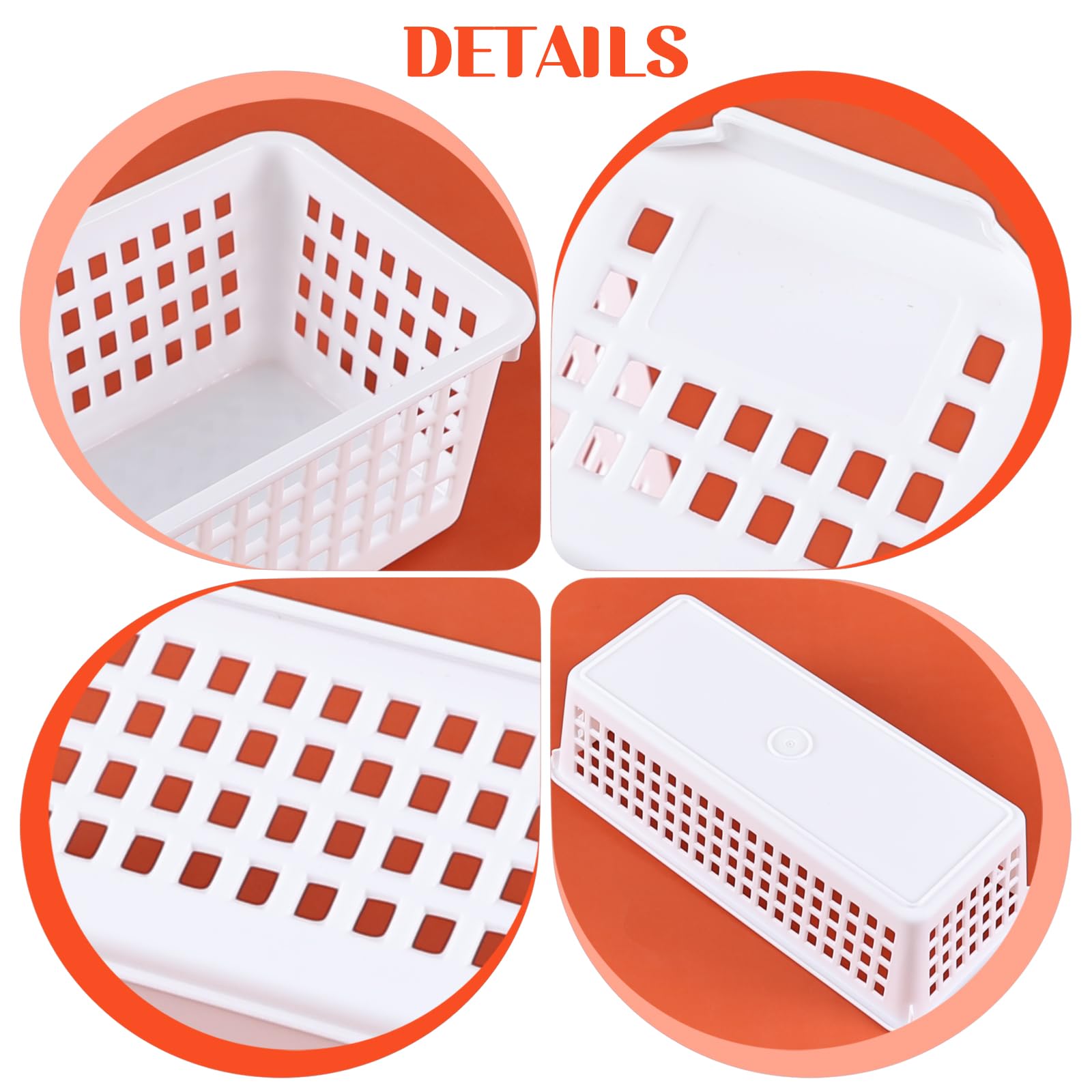 Hayixia 12 Pack Slim Plastic Storage Baskets, Small Organizing Basket Set, White