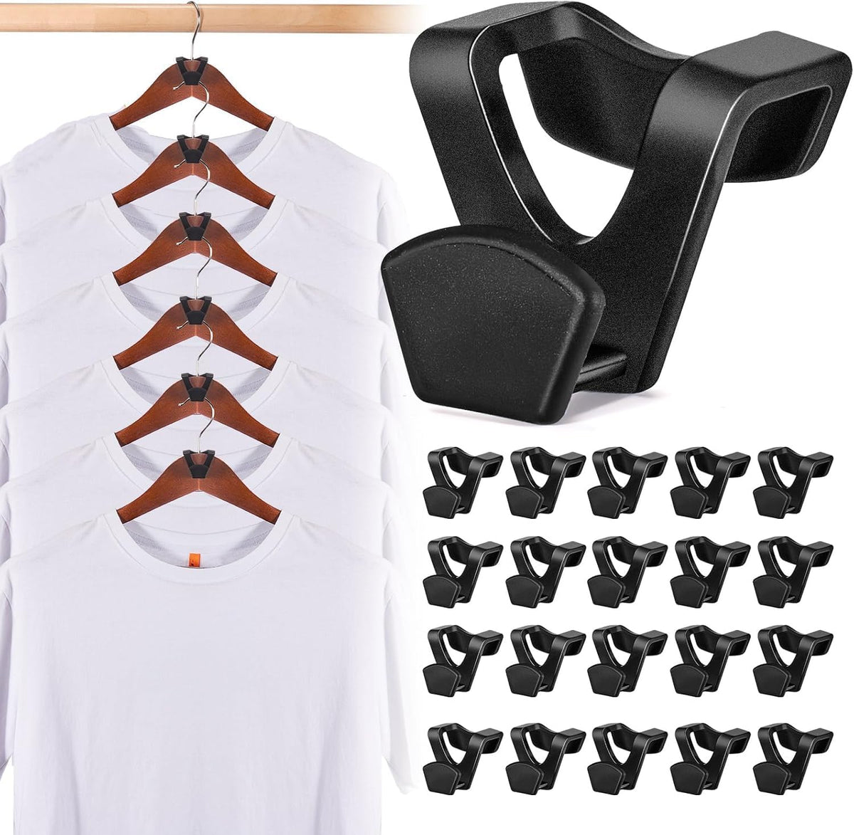 House Day Space Saving Hanger Hooks 60 Pack, Black Clothes Hanger Connector Hooks, Heavy Duty Hanger Hooks Space Saver