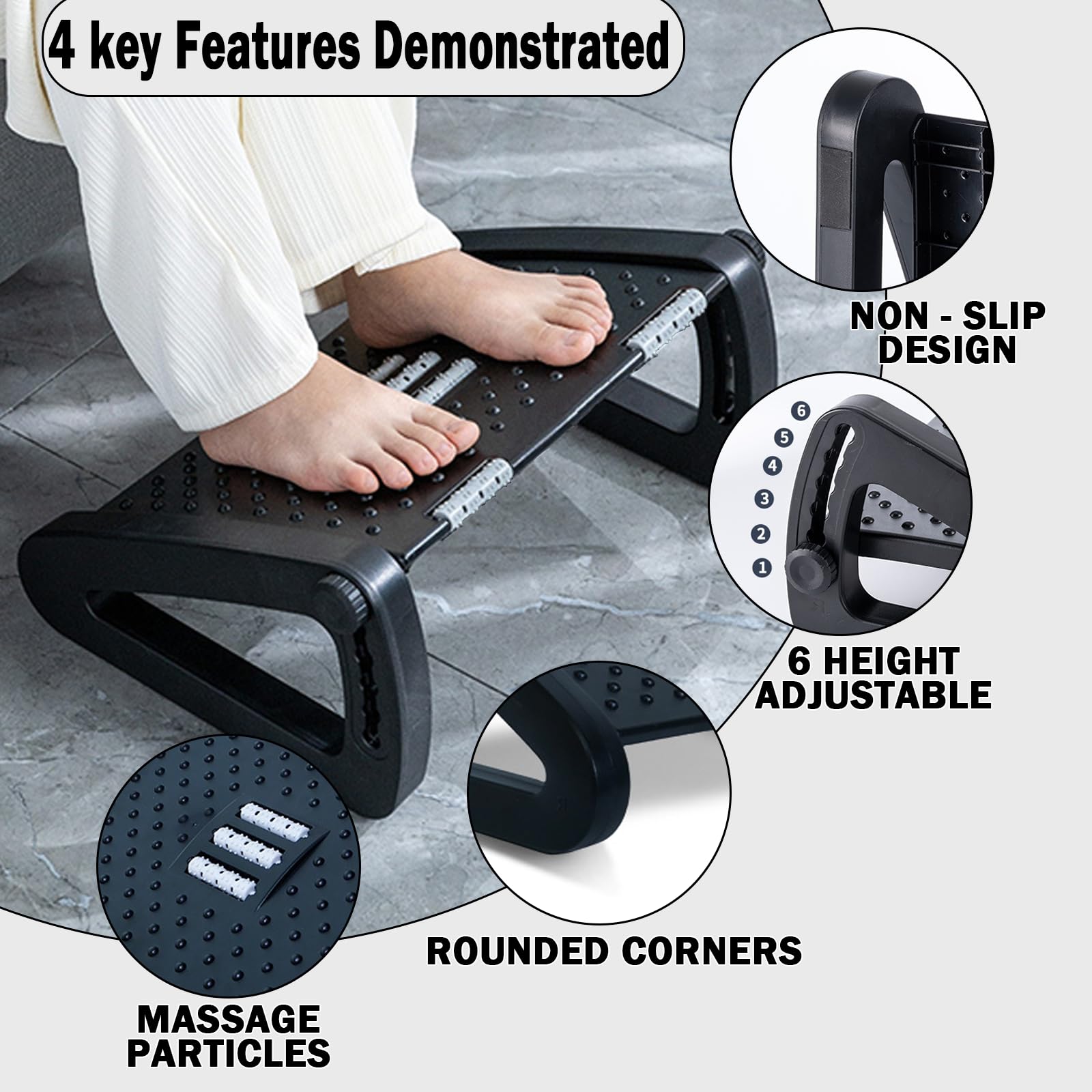 Eidoct Foot Rest Under Desk, Ergonomic Under Desk Foot Rest