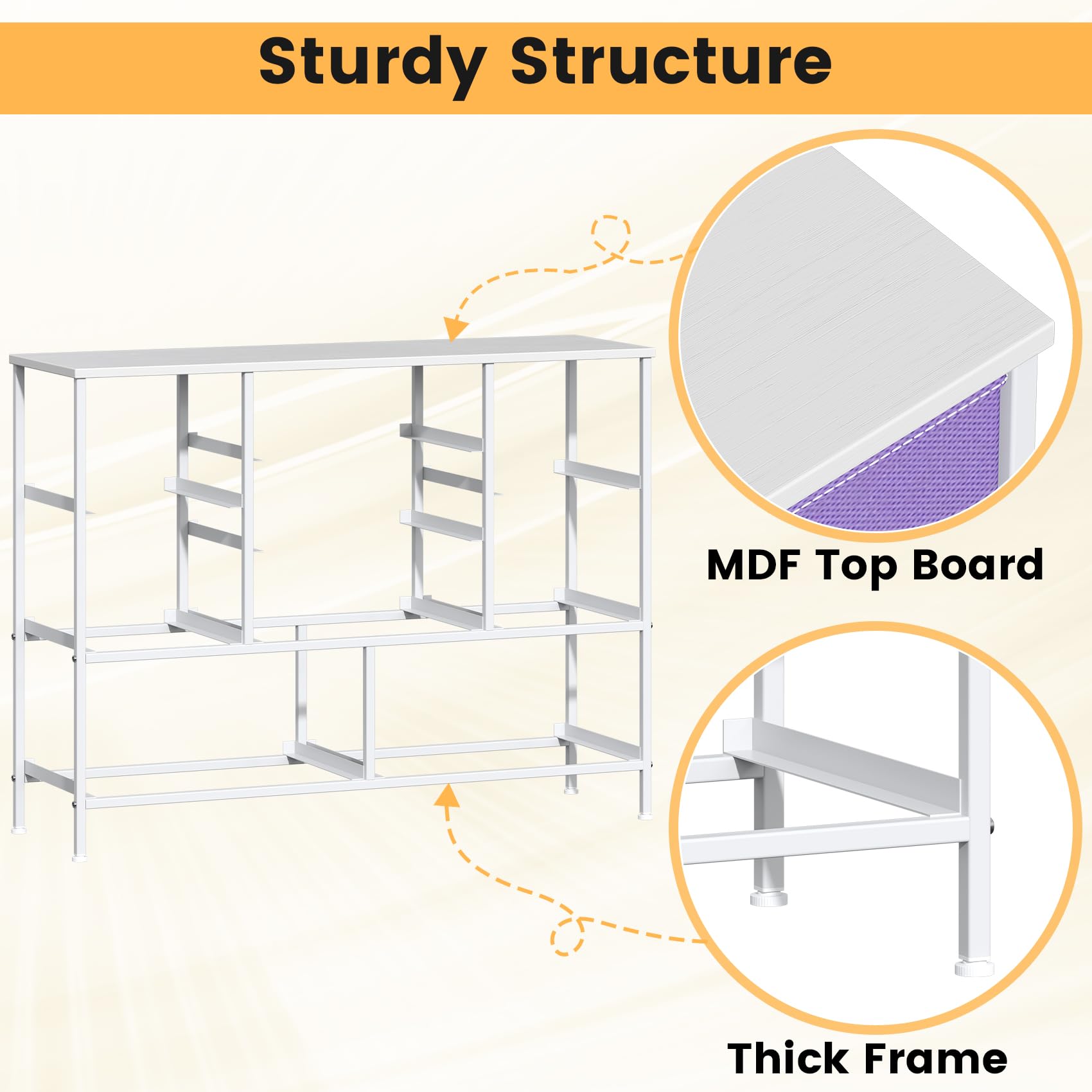 GoaHi Chest of Drawers, Large Dressers with Metal Frame and MDF Wooden Top Board, Adjustable Feet, Anti-Tip Safety