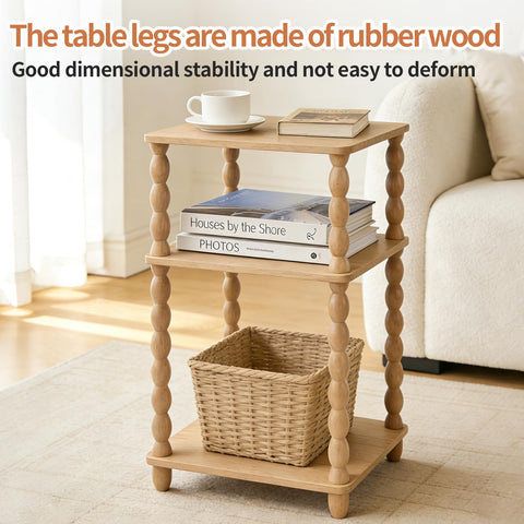 GOODLAN Wooden Side Table, Small End Table with Storage Shelf, Modern Bedside Coffee Table Night Stand for Living Room, Bedroom