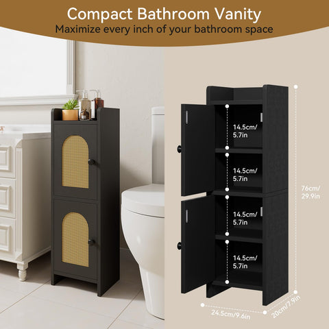 IBUYKE Small Bathroom Storage Cabinet Toilet Paper Storage Holder WBS001B