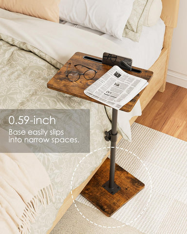 HEYZOEY C-Shaped Side Table Adjustable, 360° Swivel Sofa End Table, 40x30x45-83cm, Small Coffee Table, Bedside Table for Living Room, Bedroom